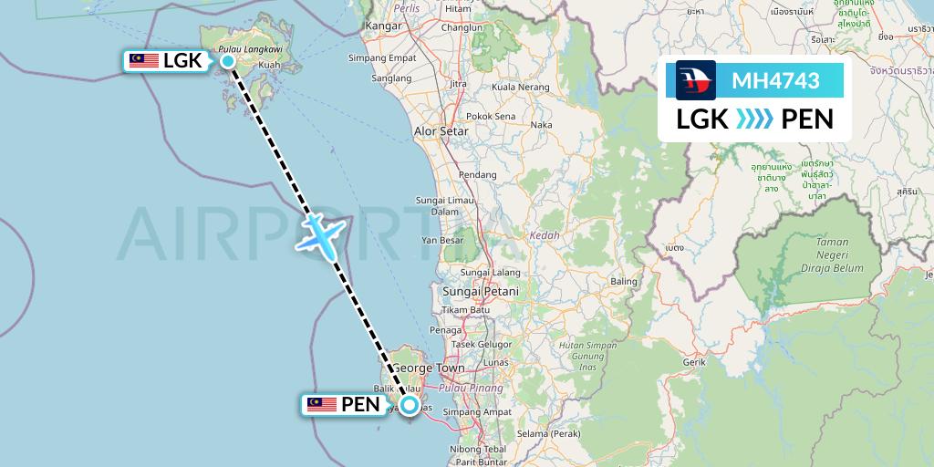 MH4743 Malaysia Airlines Flight Map: Langkawi to Penang