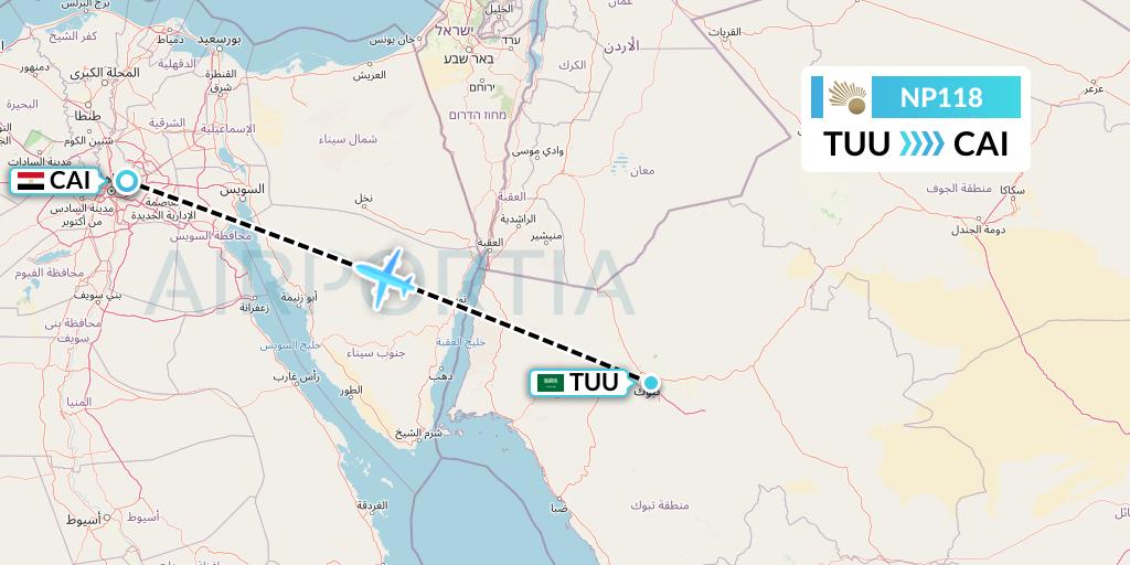 NP118 Nile Air Flight Map: Tabuk to Cairo