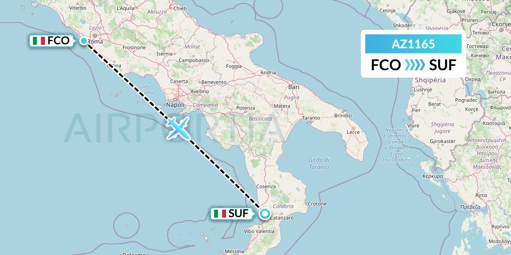AZ1165 ITA Airways Flight Map: Rome to Lamezia Terme