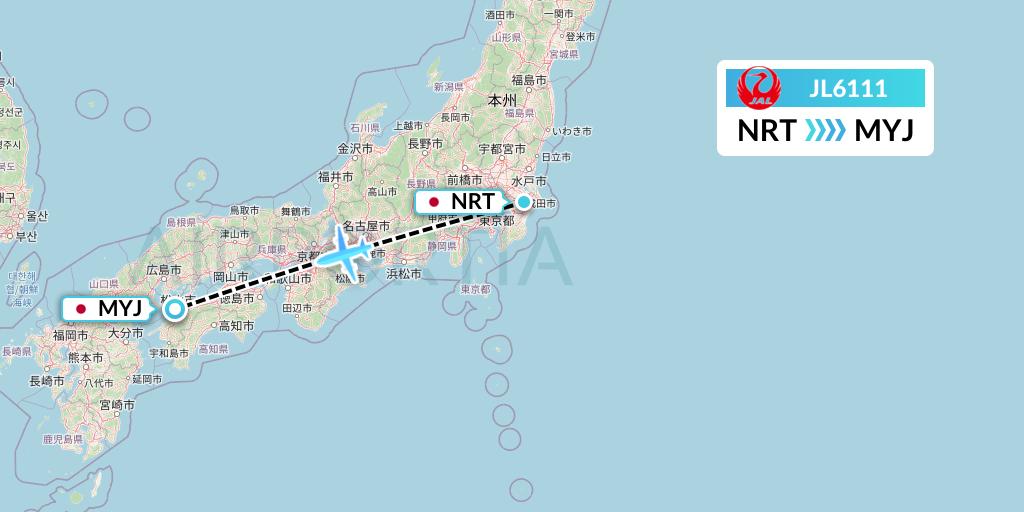 JL6111 Japan Airlines Flight Map: Tokyo to Matsuyama