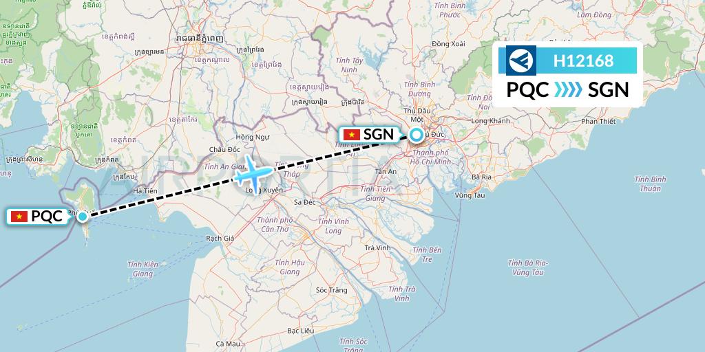 H12168 Hahn Air Systems Flight Map: Phu Quoc to Ho Chi Minh City