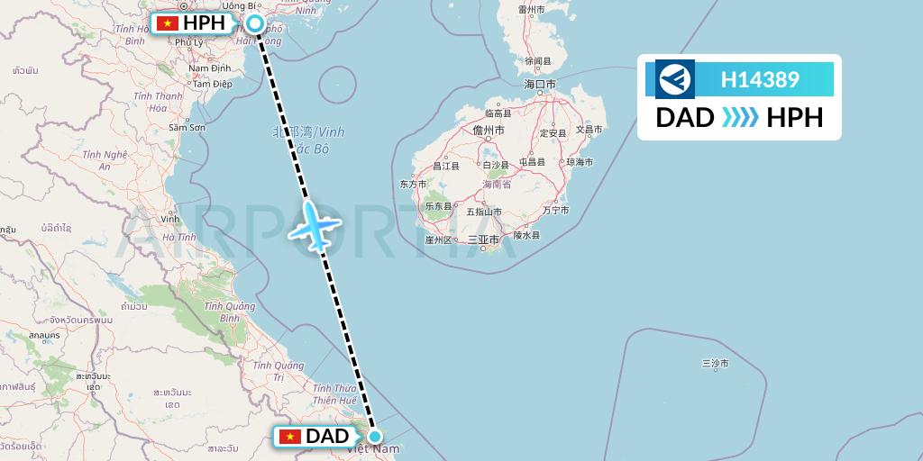 H14389 Hahn Air Systems Flight Map: Da Nang to Haiphong