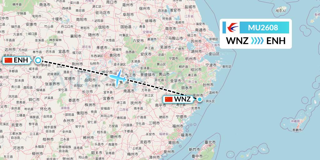 MU2608 China Eastern Airlines Flight Map: Wenzhou to Enshi
