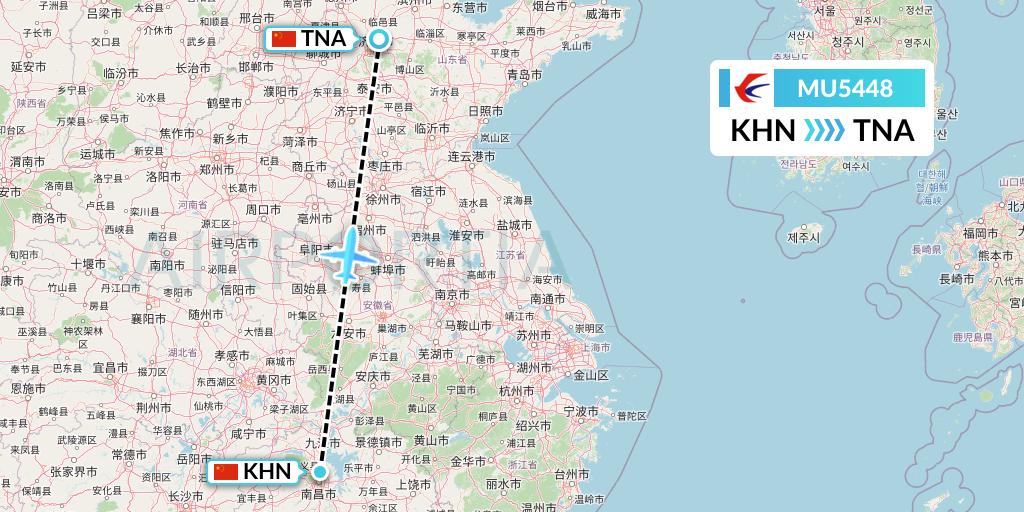 MU5448 China Eastern Airlines Flight Map: Nanchang to Jinan