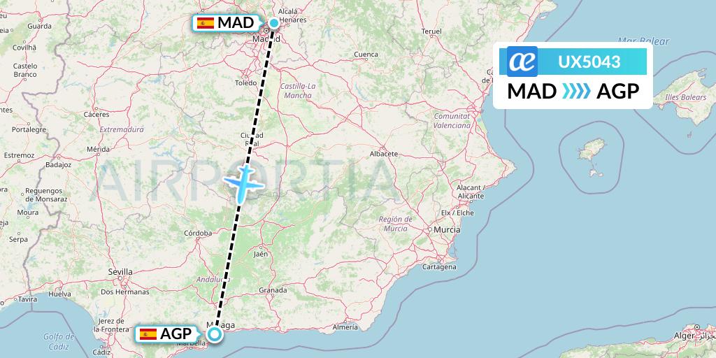 UX5043 Air Europa Flight Map: Madrid to Malaga