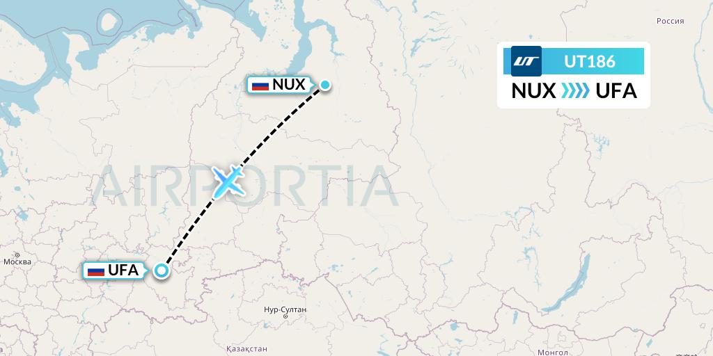 UT186 UTair Flight Map: Novy Urengoy to Ufa