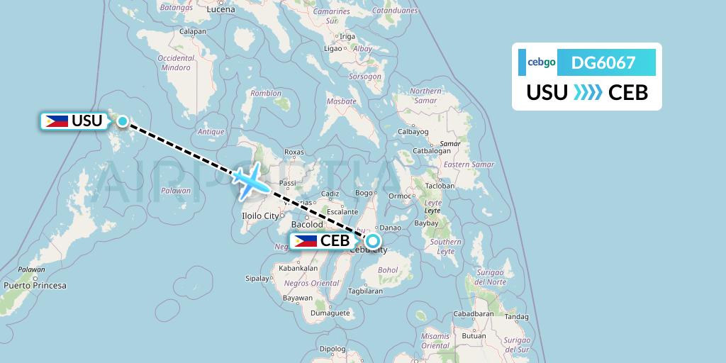 DG6067 Cebgo Flight Map: Busuanga to Cebu