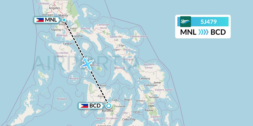 5J479 CEBU Pacific Air Flight Map: Manila to Bacolod City