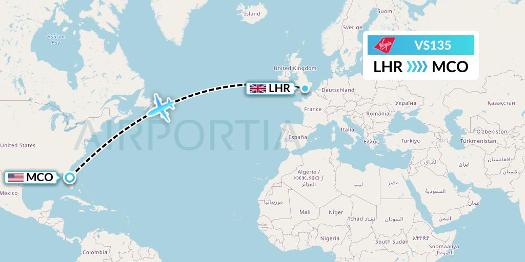 VS135 Flight Status Virgin Atlantic Airways: London to Orlando (VIR135)