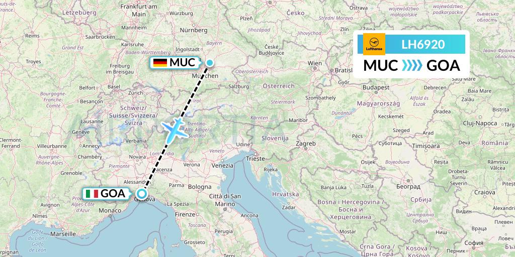 LH6920 Lufthansa Flight Map: Munich to Genoa
