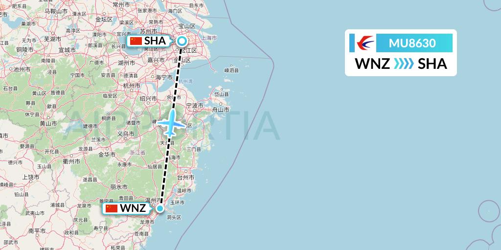 MU8630 China Eastern Airlines Flight Map: Wenzhou to Shanghai