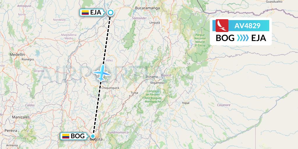 AV4829 Avianca Flight Map: Bogota to Barrancabermeja