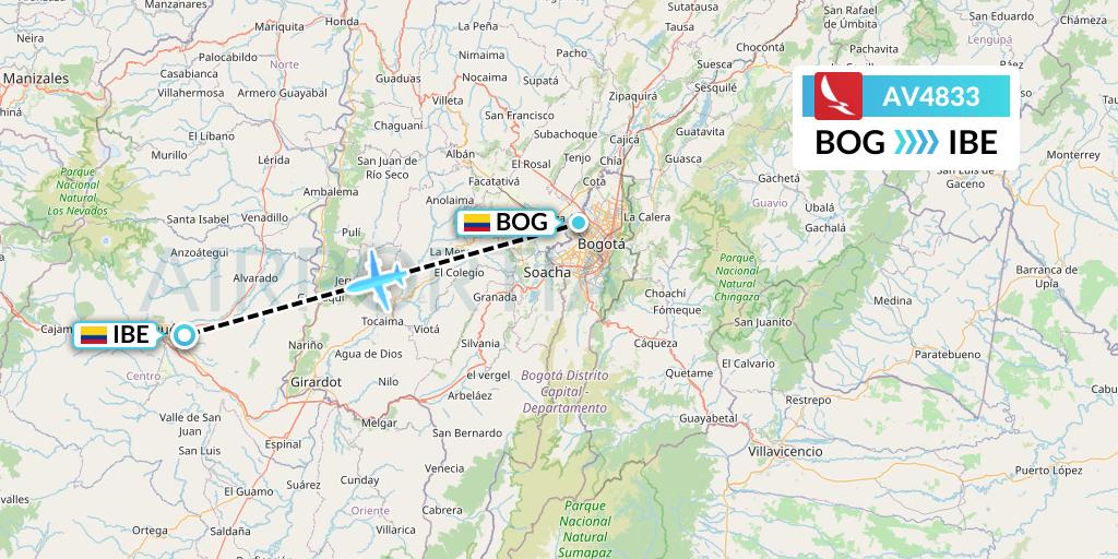 AV4833 Avianca Flight Map: Bogota to Ibague