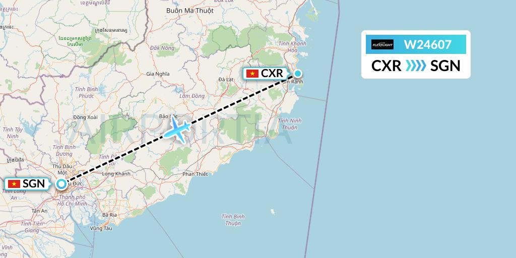 W24607 Flex Flight Flight Map: Nha Trang to Ho Chi Minh City