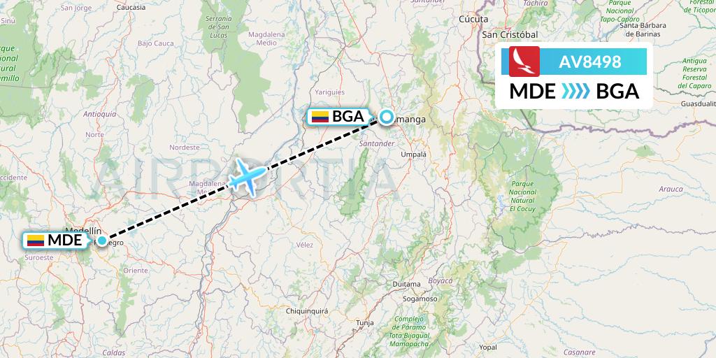 AV8498 Avianca Flight Map: Medellin to Bucaramanga