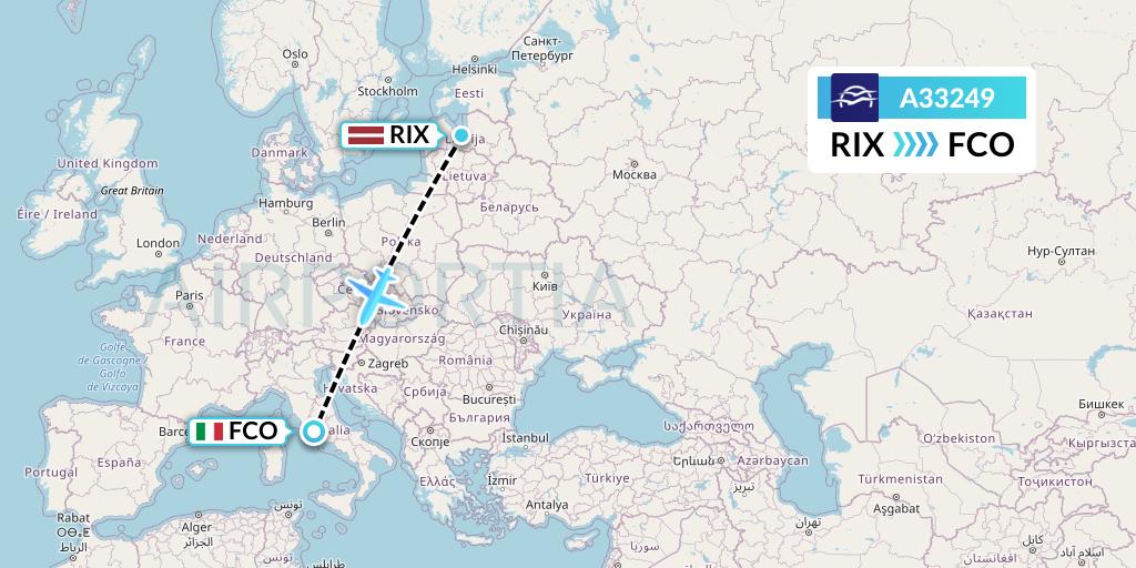 A33249 Aegean Airlines Flight Map: Riga to Rome