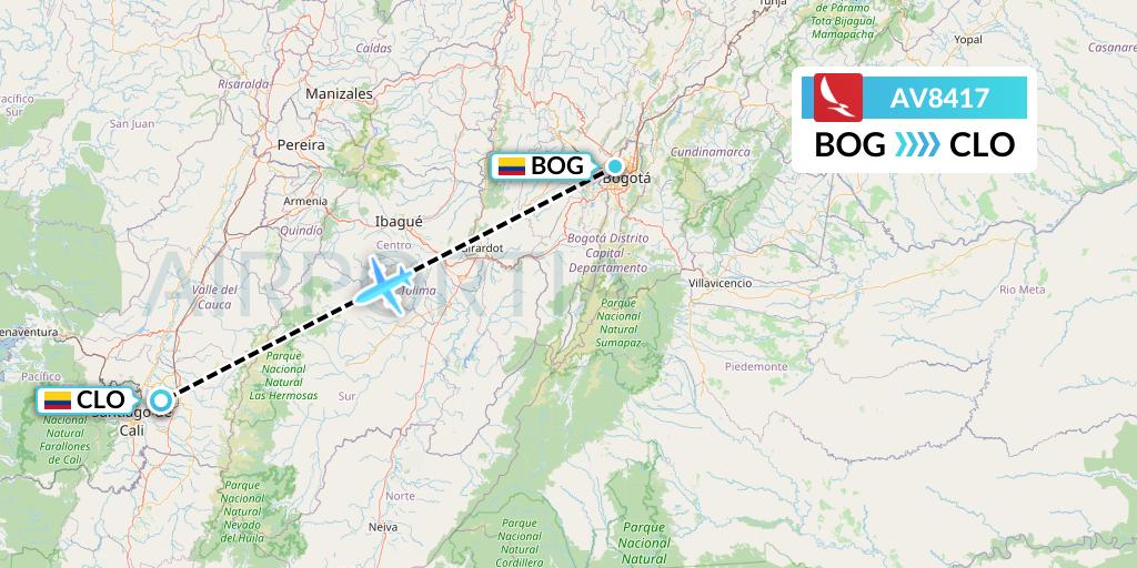 AV8417 Avianca Flight Map: Bogota to Cali