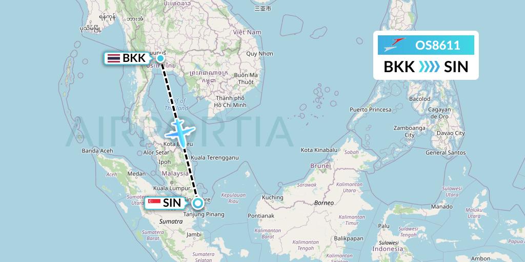 OS8611 Austrian Airlines Flight Map: Bangkok to Singapore