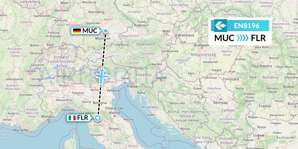 EN8196 Air Dolomiti Flight Map: Munich to Florence