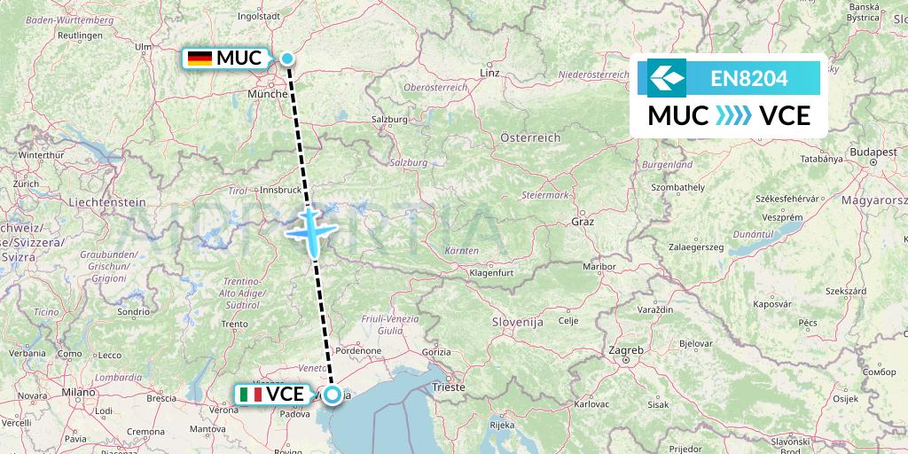 EN8204 Air Dolomiti Flight Map: Munich to Venice