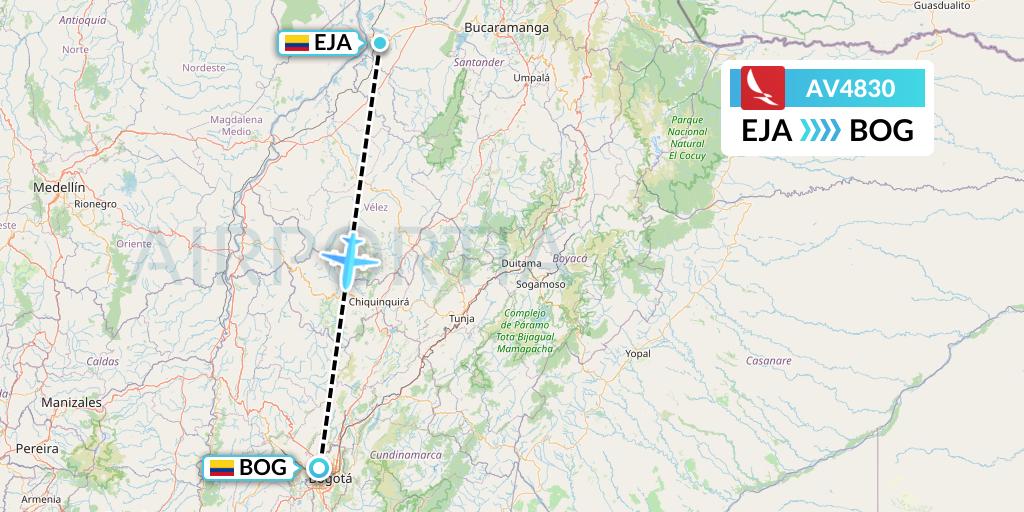 AV4830 Avianca Flight Map: Barrancabermeja to Bogota