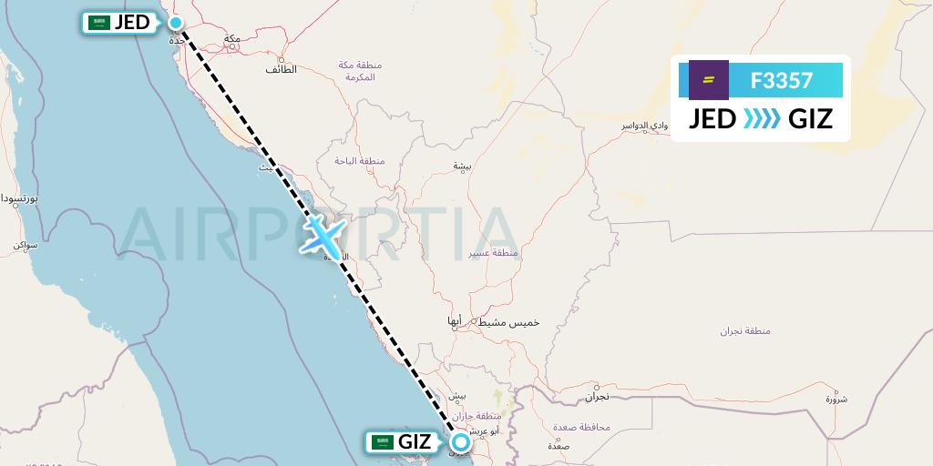 F3357 flydeal Flight Map: Jeddah to Jizan