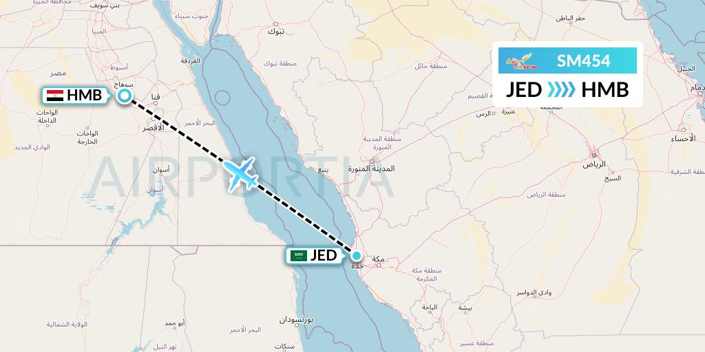 SM454 Air Cairo Flight Map: Jeddah to Sohag