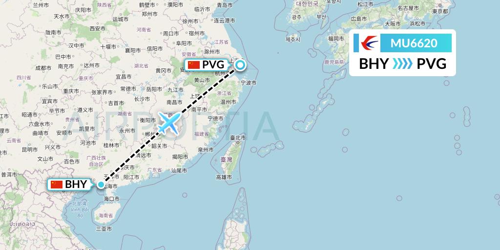 MU6620 China Eastern Airlines Flight Map: Beihai to Shanghai