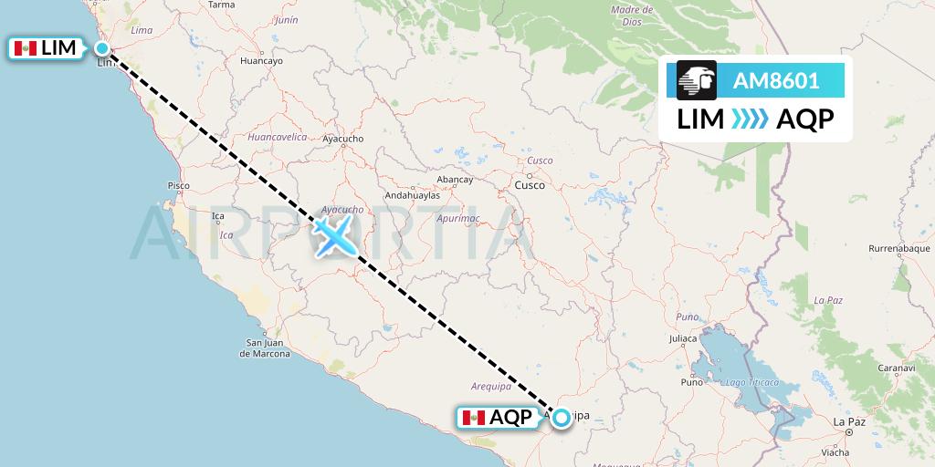 AM8601 Aeromexico Flight Map: Lima to Arequipa