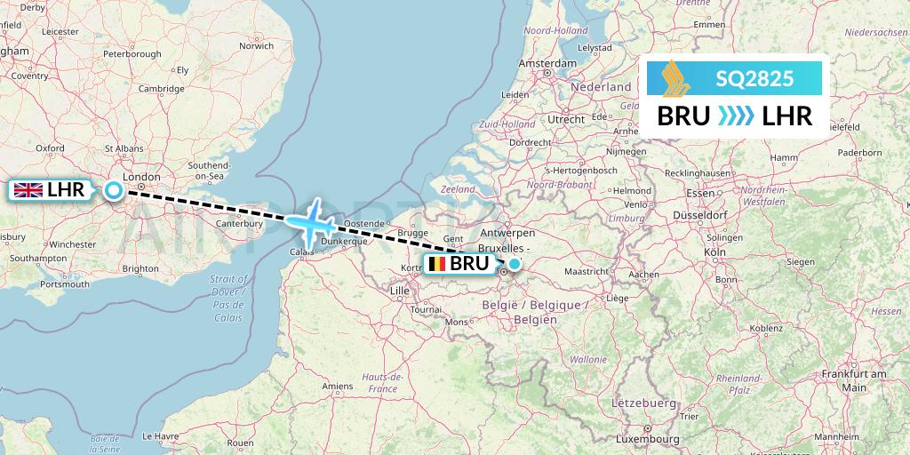 SQ2825 Singapore Airlines Flight Map: Brussels to London