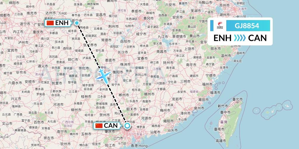 GJ8854 Loong Airlines Flight Map: Enshi to Guangzhou