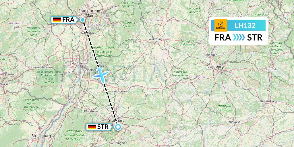 LH132 Lufthansa Flight Map: Frankfurt to Stuttgart