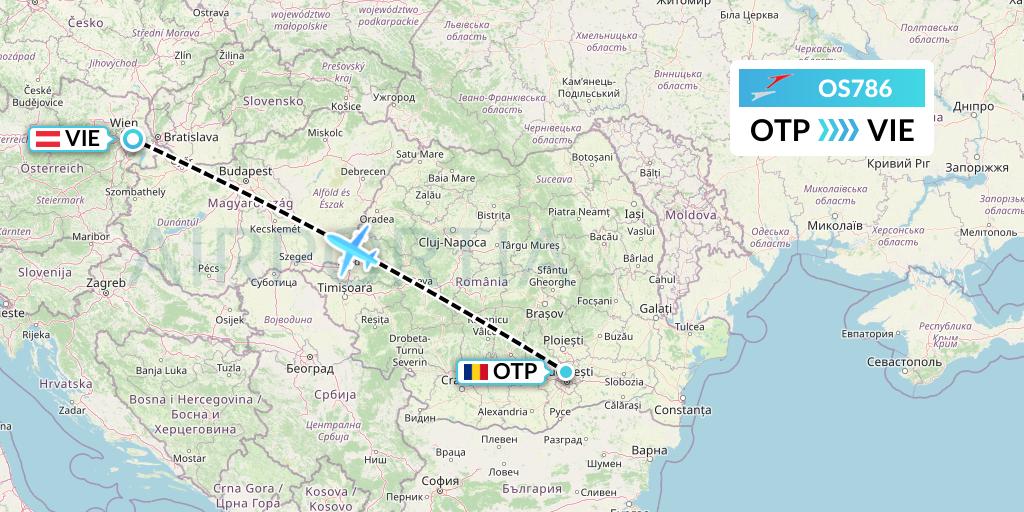 OS786 Austrian Airlines Flight Map: Bucharest to Vienna