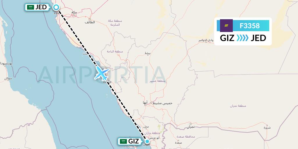 F3358 flydeal Flight Map: Jizan to Jeddah