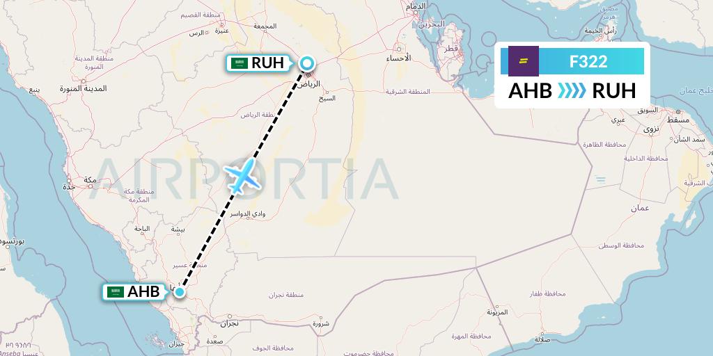 F322 flydeal Flight Map: Abha to Riyadh