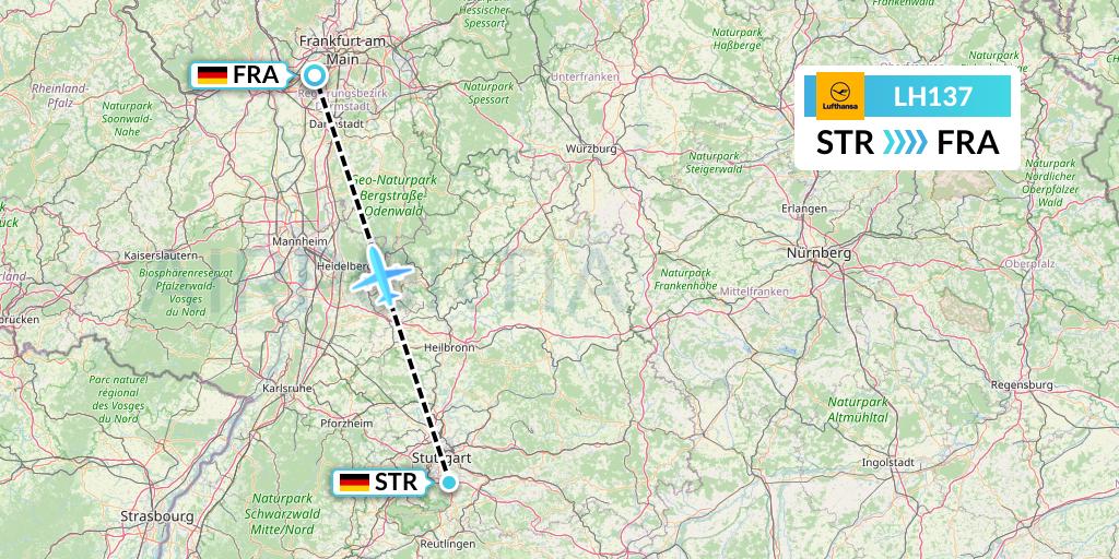 LH137 Lufthansa Flight Map: Stuttgart to Frankfurt