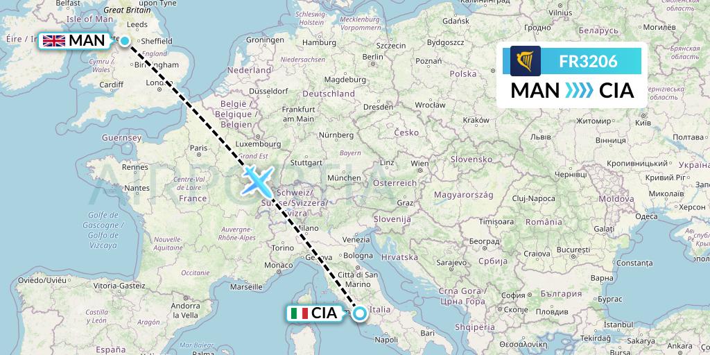 FR3206 Flight Status Ryanair Manchester to Rome (RYR3206)