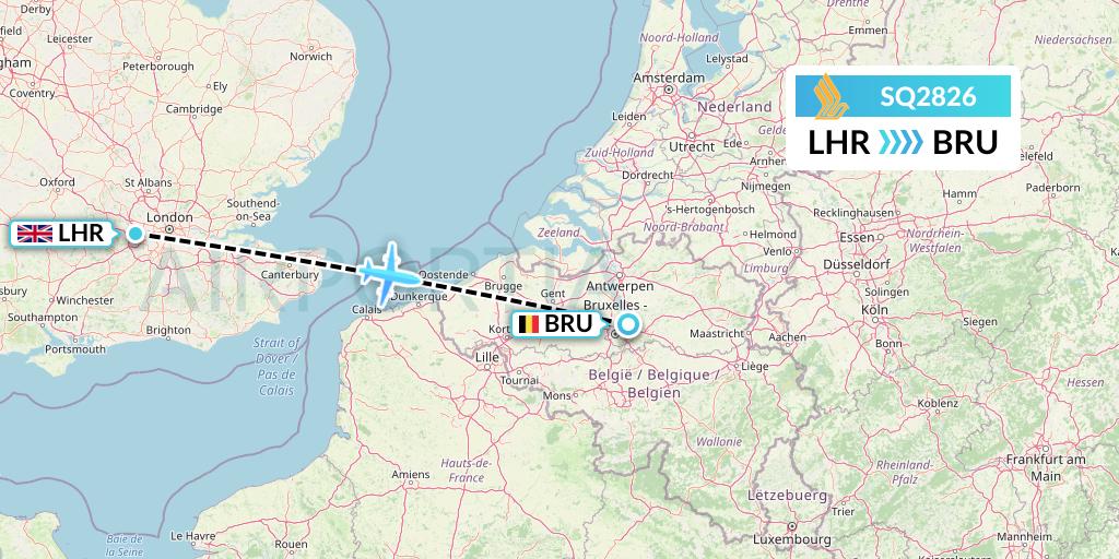 SQ2826 Singapore Airlines Flight Map: London to Brussels