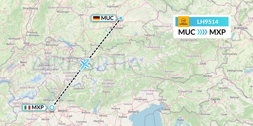 LH9514 Lufthansa Flight Map: Munich to Milan