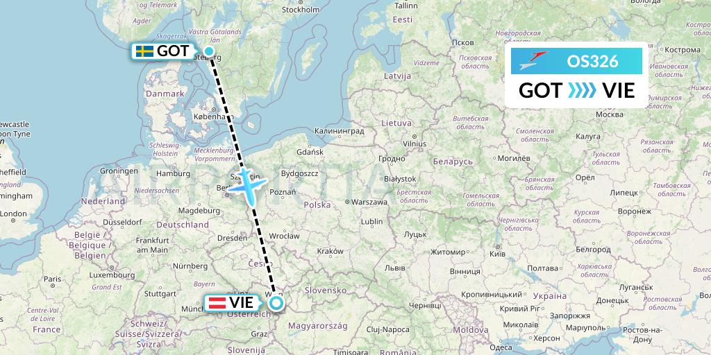 OS326 Austrian Airlines Flight Map: Gothenburg to Vienna