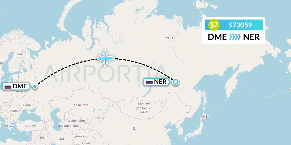 S73059 S7 Airlines Flight Map: Moscow to Chulman