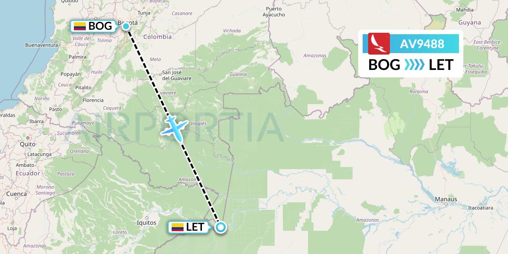 AV9488 Avianca Flight Map: Bogota to Leticia
