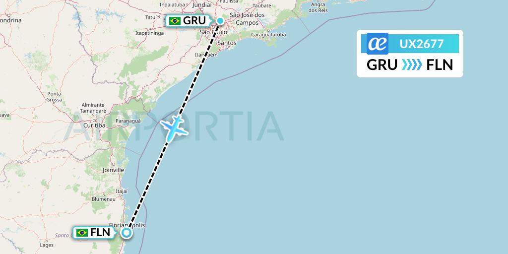 UX2677 Air Europa Flight Map: Sao Paulo to Florianopolis