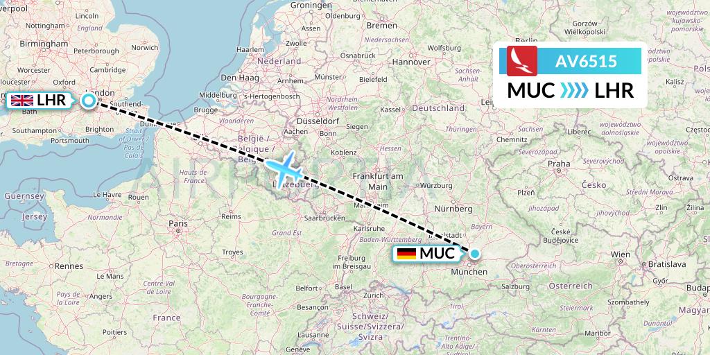 AV6515 Avianca Flight Map: Munich to London