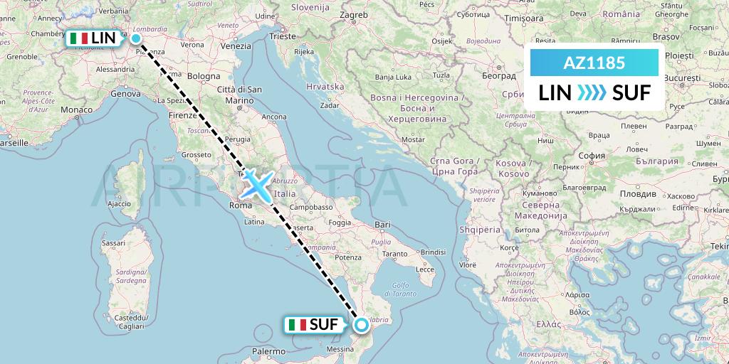 AZ1185 ITA Airways Flight Map: Milan to Lamezia Terme
