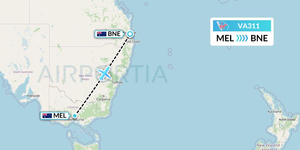 VA311 Virgin Australia Flight Map: Melbourne to Brisbane