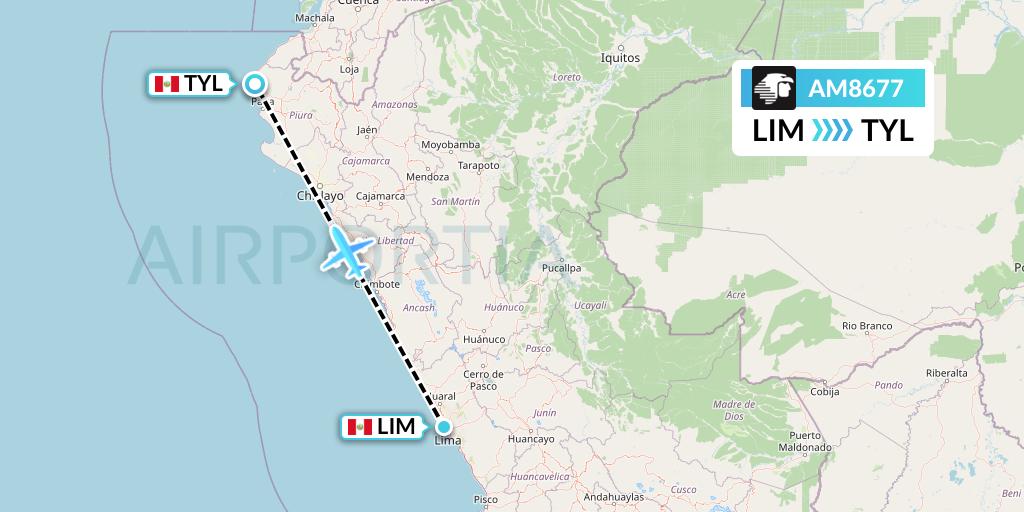AM8677 Aeromexico Flight Map: Lima to Talara