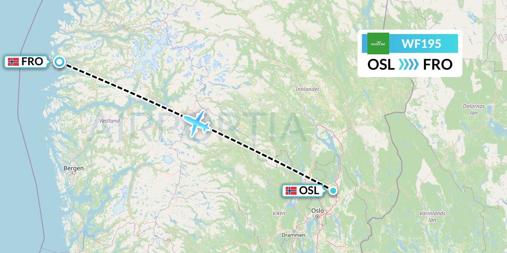 WF195 Wideroe Flight Map: Oslo to Floro