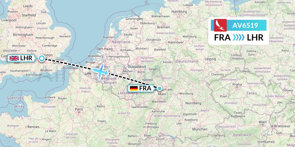 AV6519 Avianca Flight Map: Frankfurt to London