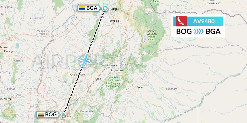 AV9480 Avianca Flight Map: Bogota to Bucaramanga